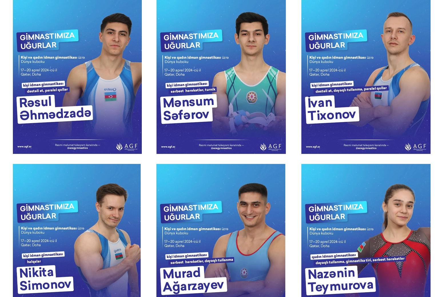 6 gimnastımız Dohaya yollanacaq