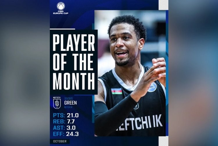 "Neftçi"nin oyunçusu FİBA Avropa Kubokunda ayın oyunçusu seçildi