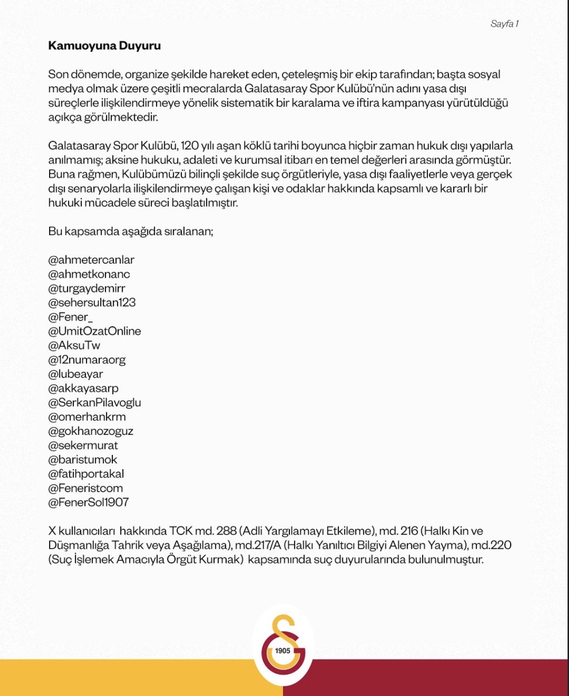 "Qalatasaray" bir sıra məşhur şəxsi məhkəməyə verib