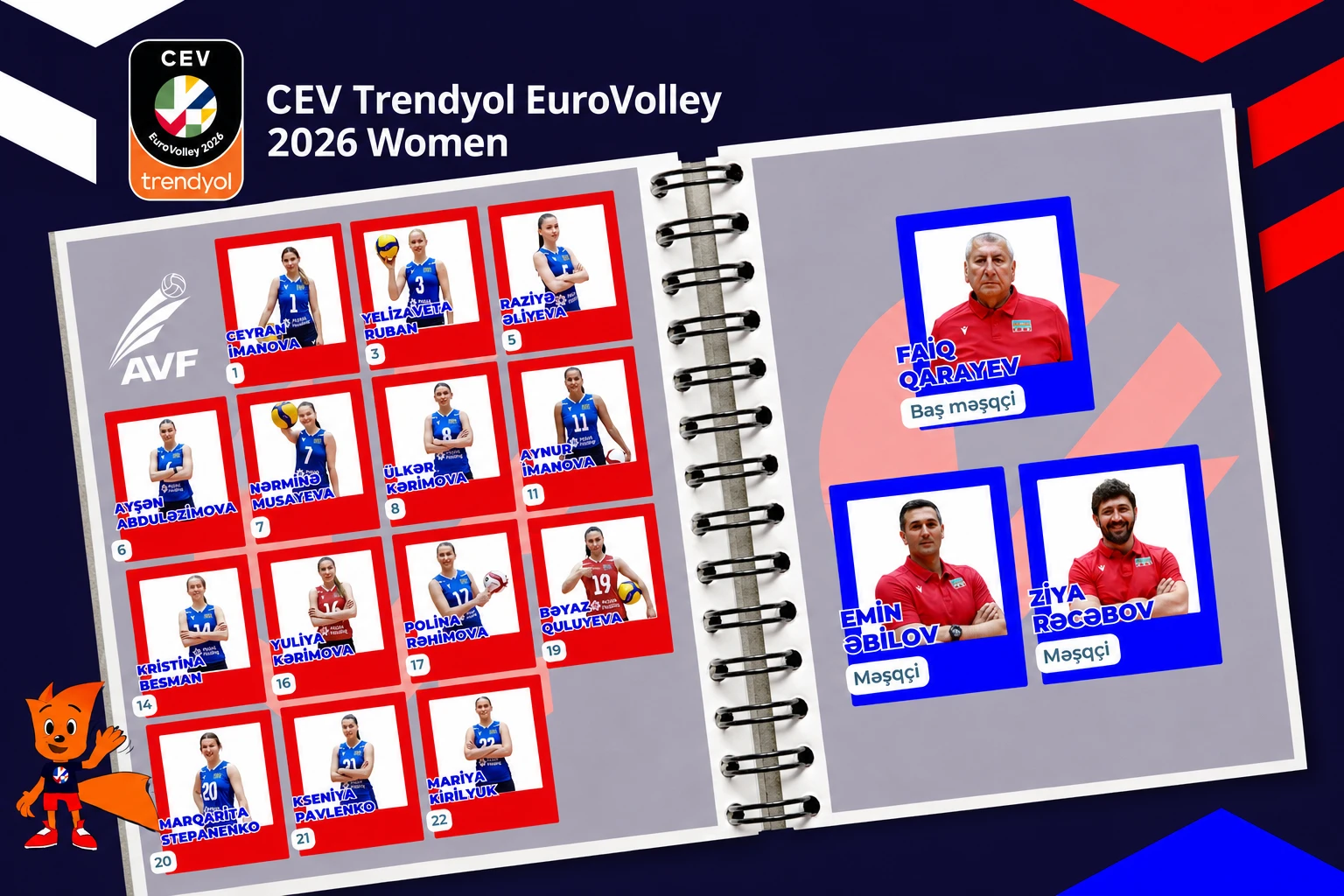 Voleybol millimizin Avropa çempionatı üçün yekun heyəti açıqlanıb