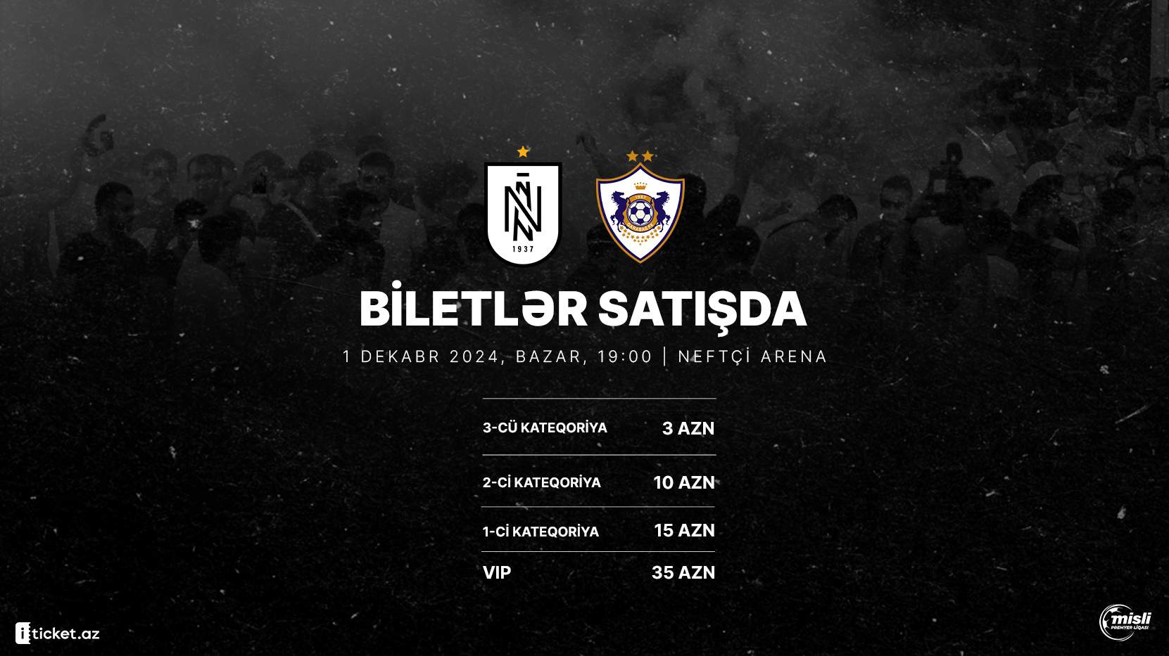 “Neftçi” – “Qarabağ” matçının biletləri satışa çıxarıldı