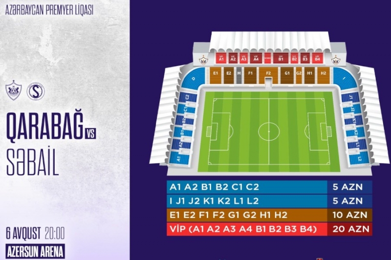 “Qarabağ” - “Səbail” matçının biletləri satışa çıxarılır