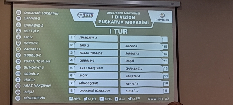 I Divizionda yeni mövsümün püşkü atıldı