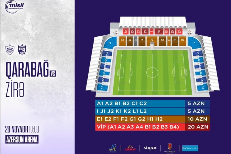 “Qarabağ” - “Zirə” matçı 5 manata