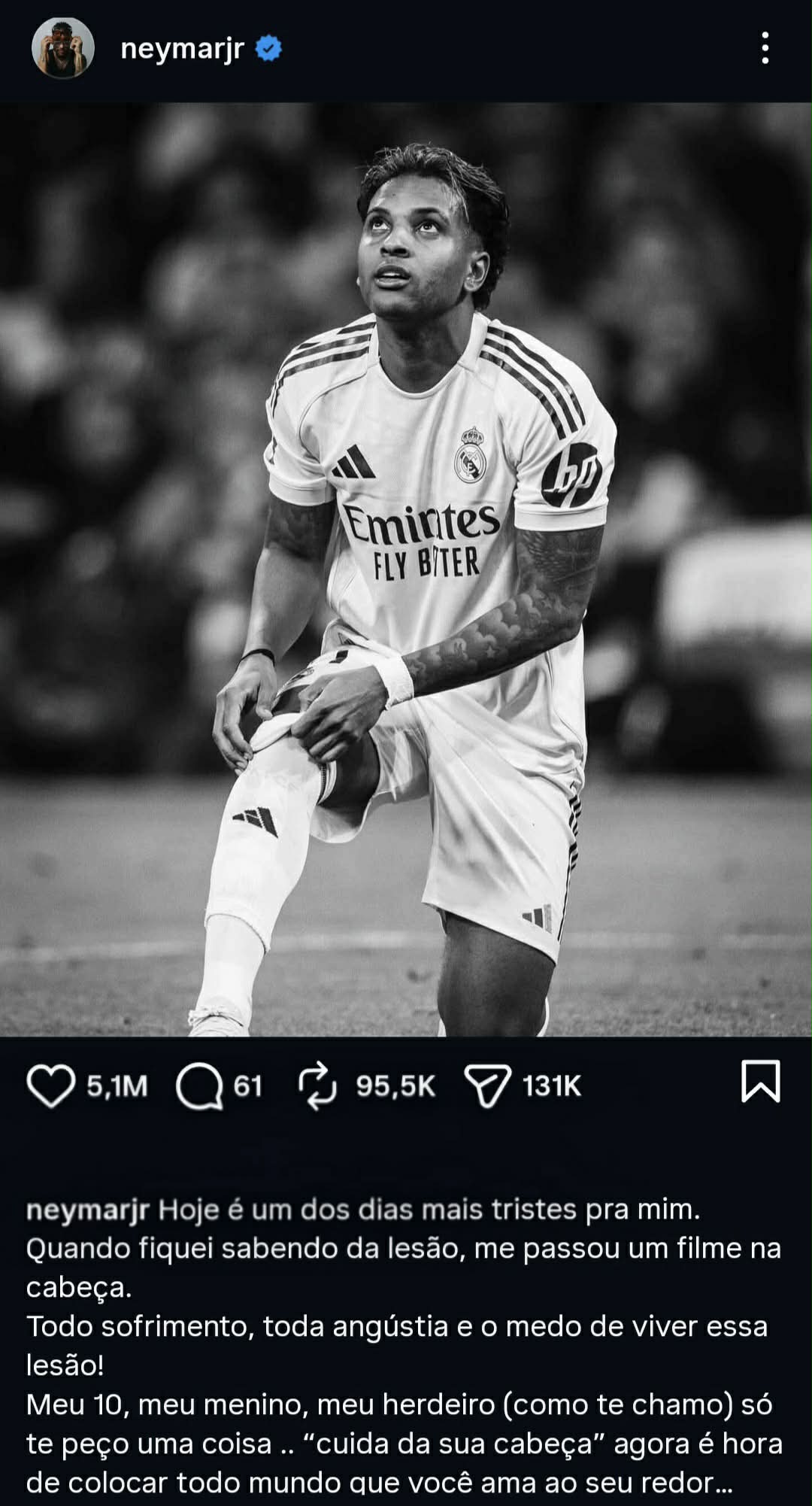 Neymardan Rodriqoya dəstək mesajı